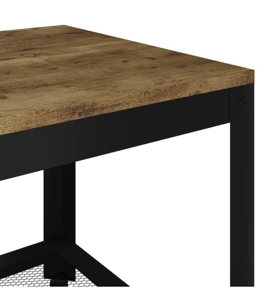 Table basse Marron foncé et noir 90x45x45 cm MDF et fer
