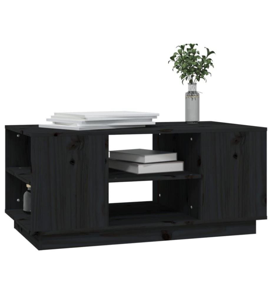 Couchtisch Schwarz 90x49x40,5 cm Massivholz Kiefer
