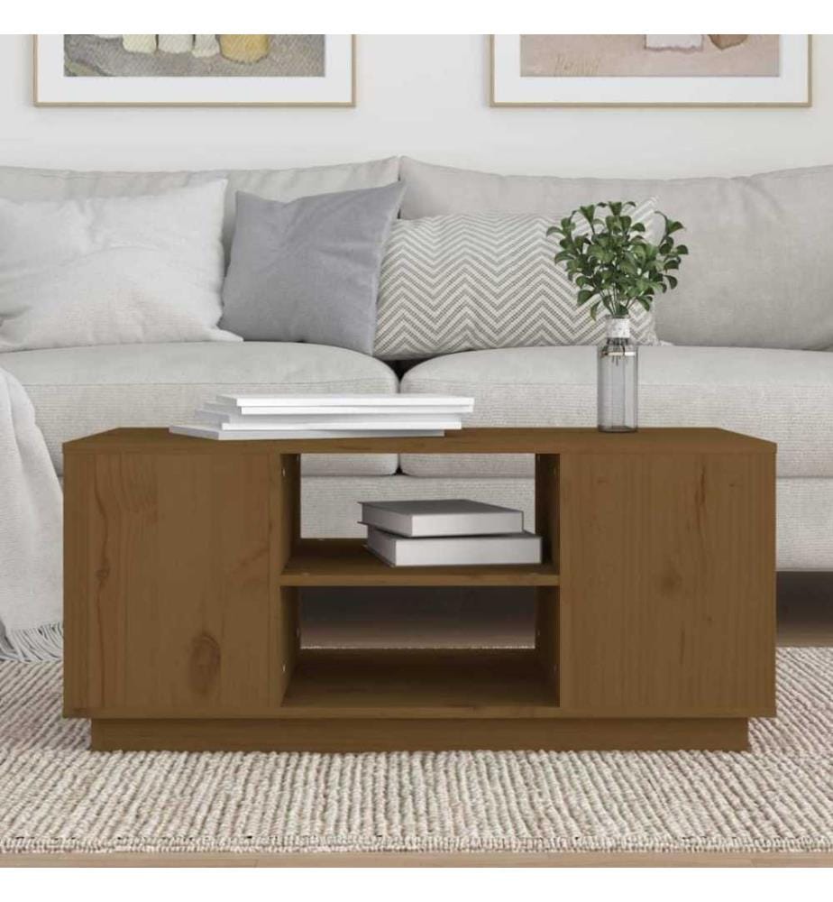 Table basse Marron miel 90x49x40,5 cm Bois massif de pin