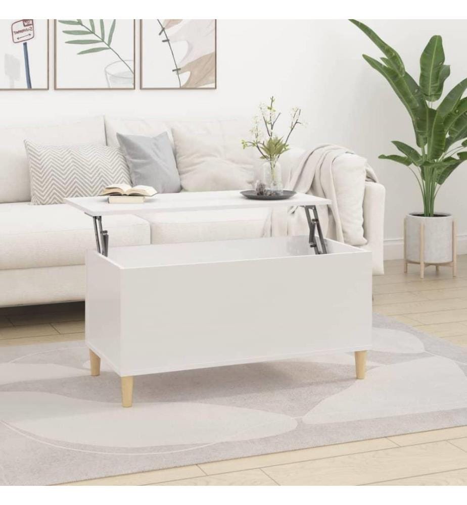 Couchtisch Hochglanz-Weiss 90x44,5x45 cm Holzwerkstoff
