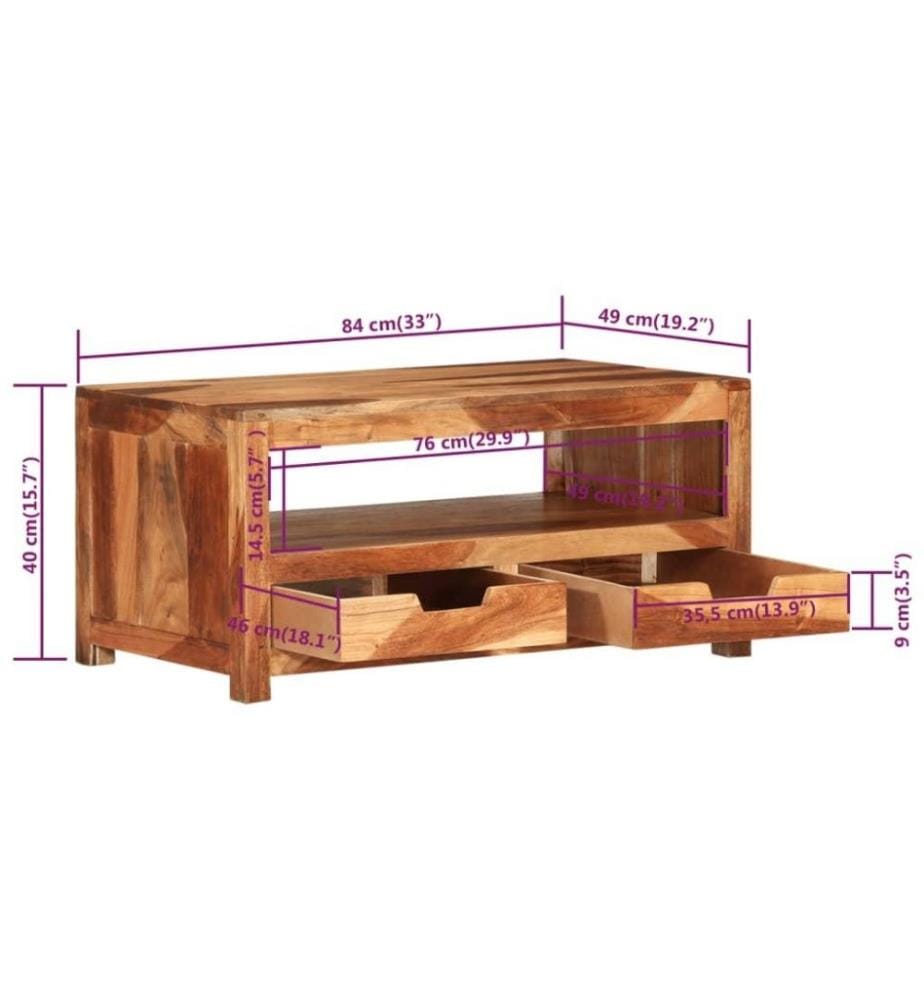 Table basse 84x49x40 cm Bois d'acacia massif