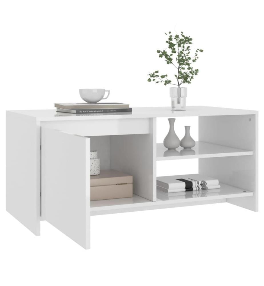 Couchtisch Hochglanz-Weiss 102x50x45 cm Holzwerkstoff