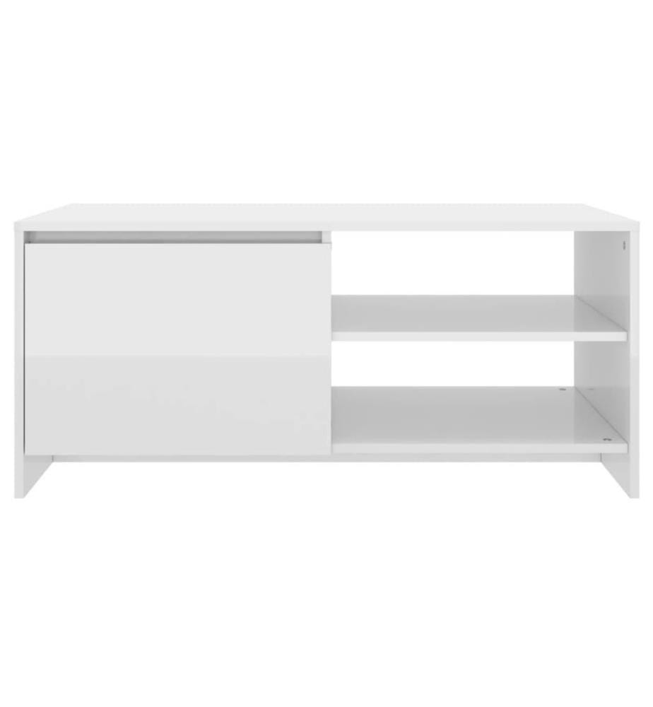 Couchtisch Hochglanz-Weiss 102x50x45 cm Holzwerkstoff