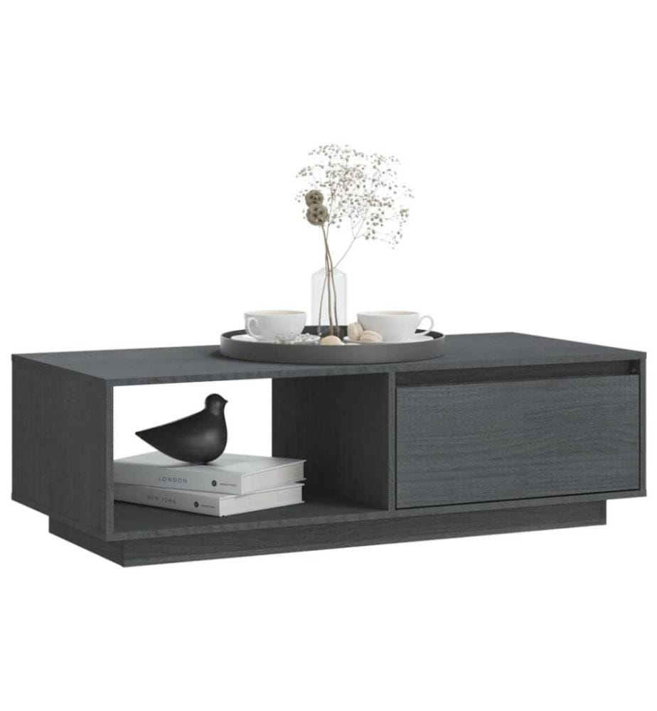 Couchtisch Grau 110x50x33,5 cm Massivholz Kiefer