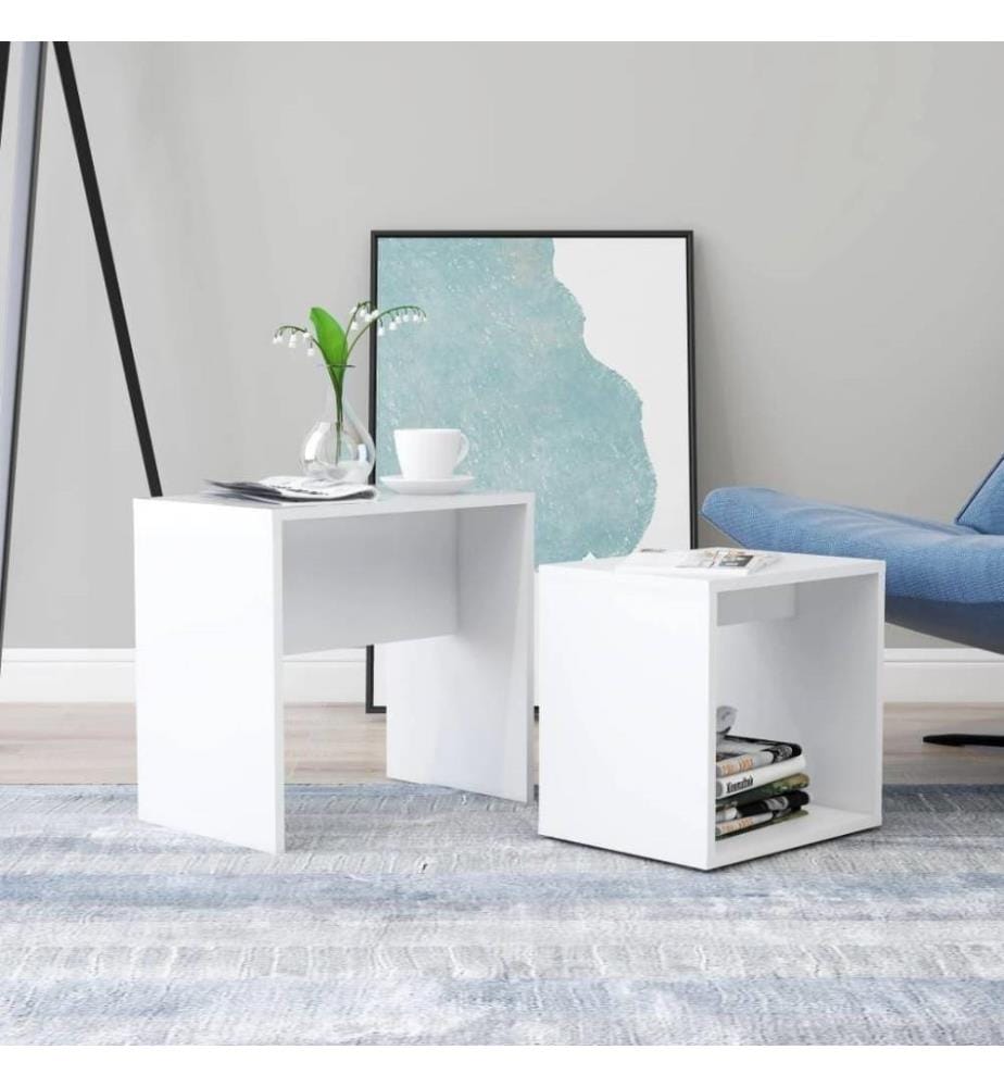 Ensemble de tables basses Blanc 48x30x45 cm Aggloméré