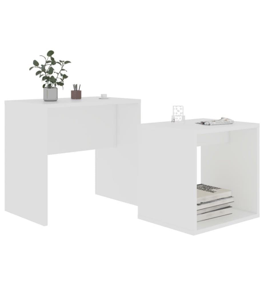 Ensemble de tables basses Blanc 48x30x45 cm Aggloméré
