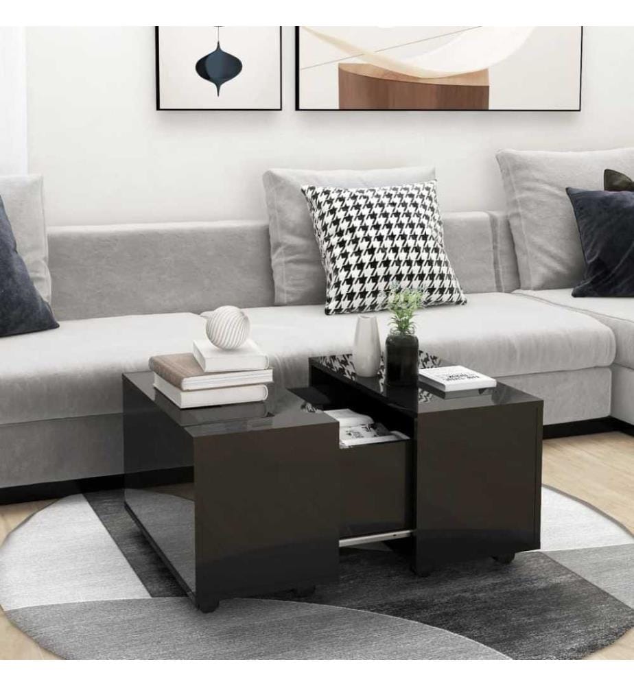 Couchtisch Hochglanz-Schwarz 60x60x38 cm Holzwerkstoff
