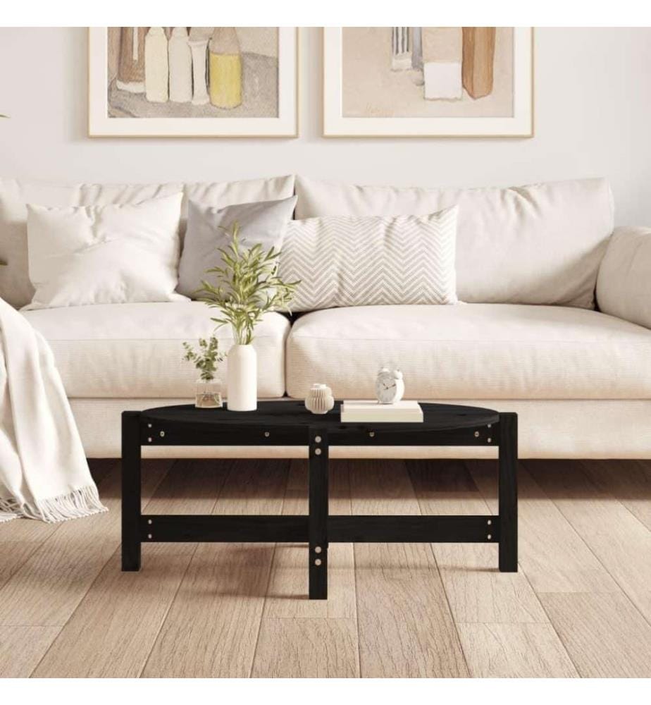 Couchtisch Schwarz 87x48x35 cm Massivholz Kiefer