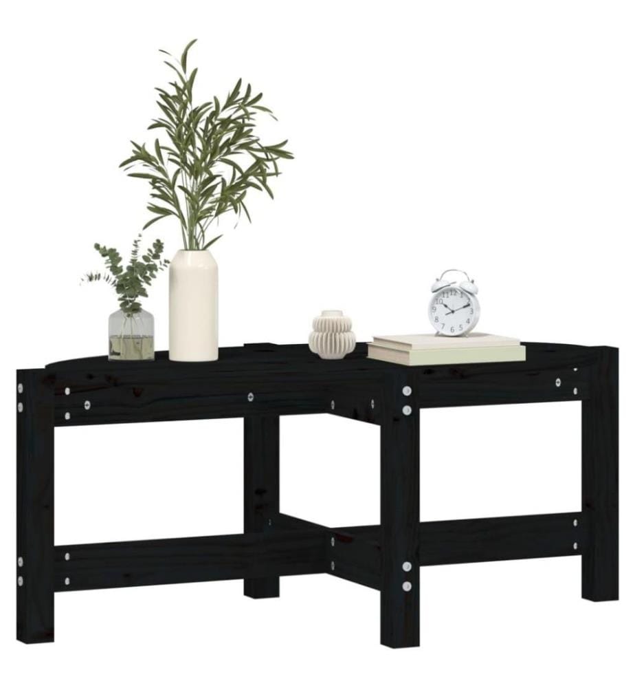 Couchtisch Schwarz 87x48x35 cm Massivholz Kiefer