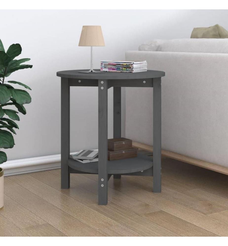 Couchtisch Grau Ø 55x60 cm Massivholz Kiefer