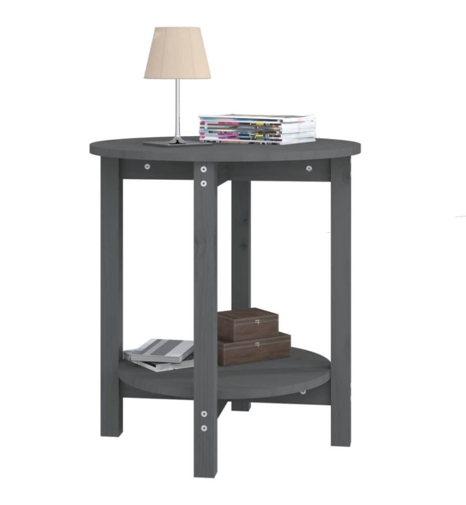 Couchtisch Grau Ø 55x60 cm Massivholz Kiefer