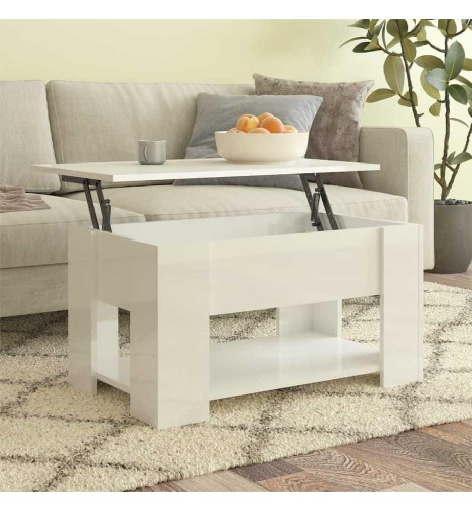 Couchtisch Hochglanz-Weiss 79x49x41 cm Holzwerkstoff