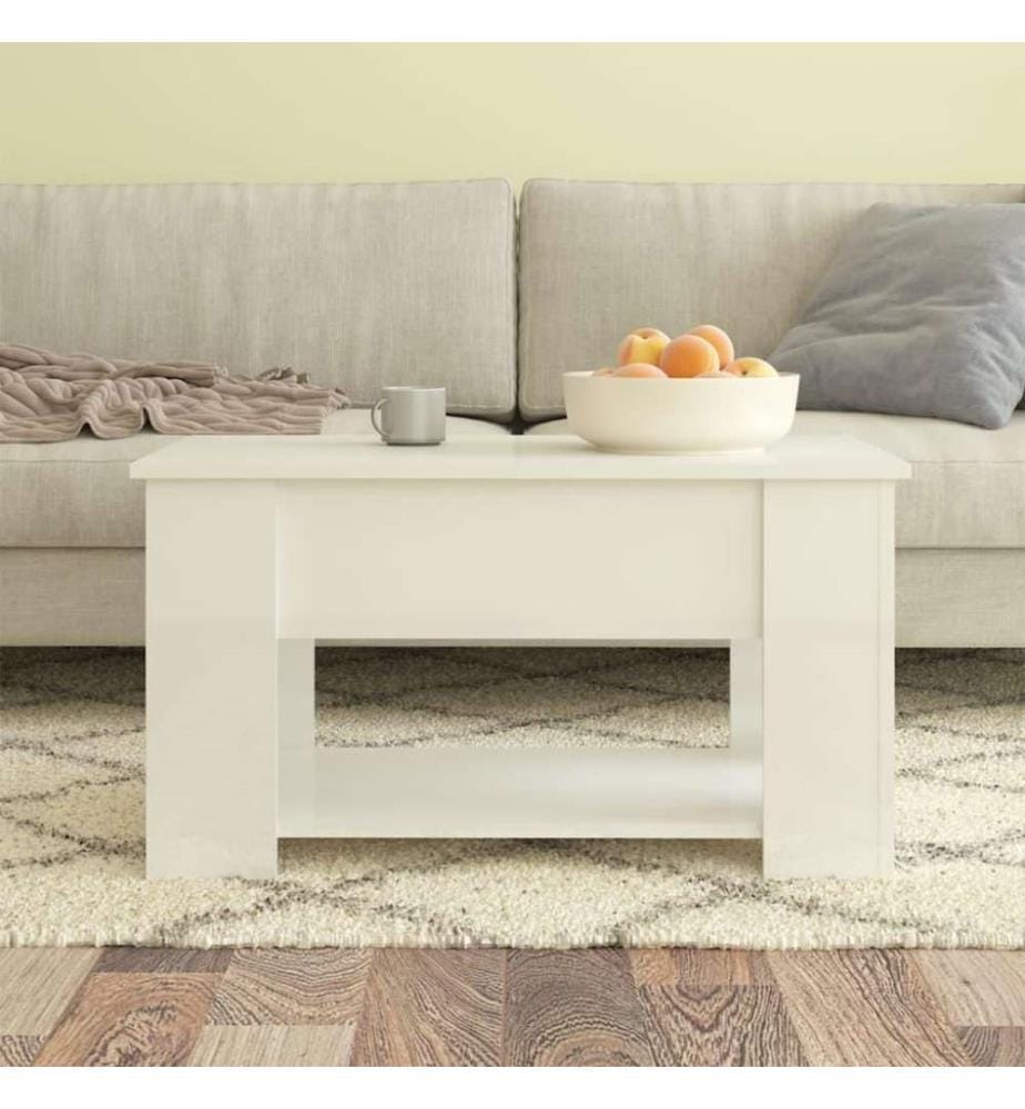 Couchtisch Hochglanz-Weiss 79x49x41 cm Holzwerkstoff