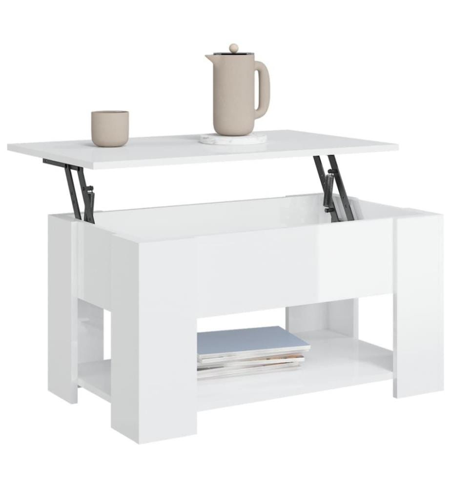 Couchtisch Hochglanz-Weiss 79x49x41 cm Holzwerkstoff