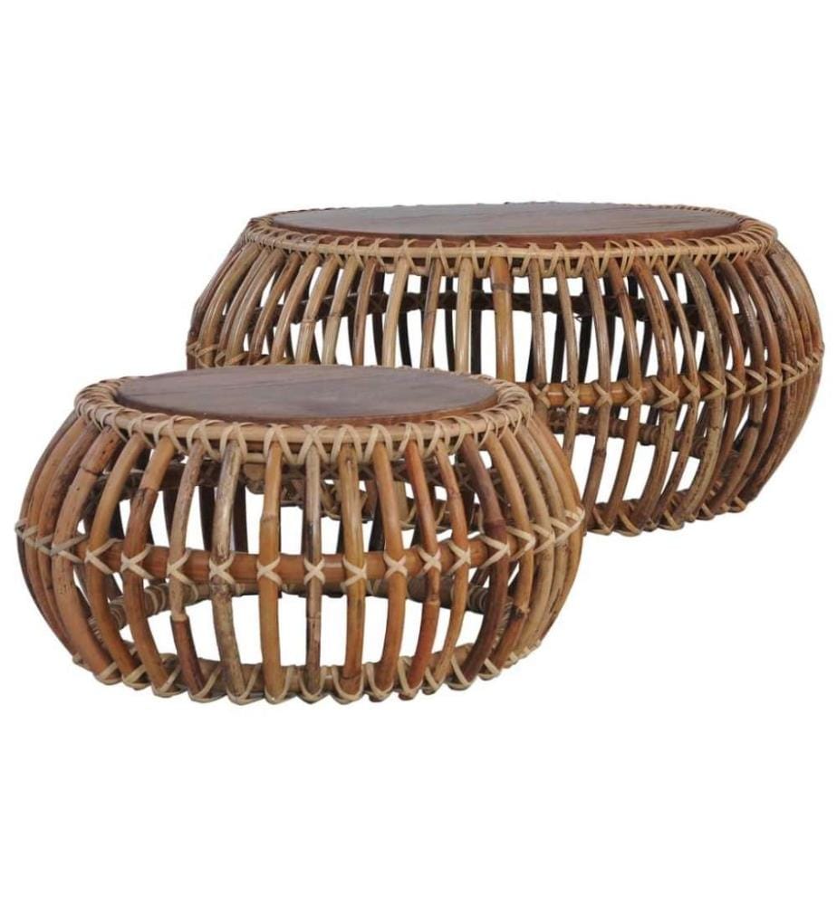 Couchtische 2 Stk. Natur Rattan