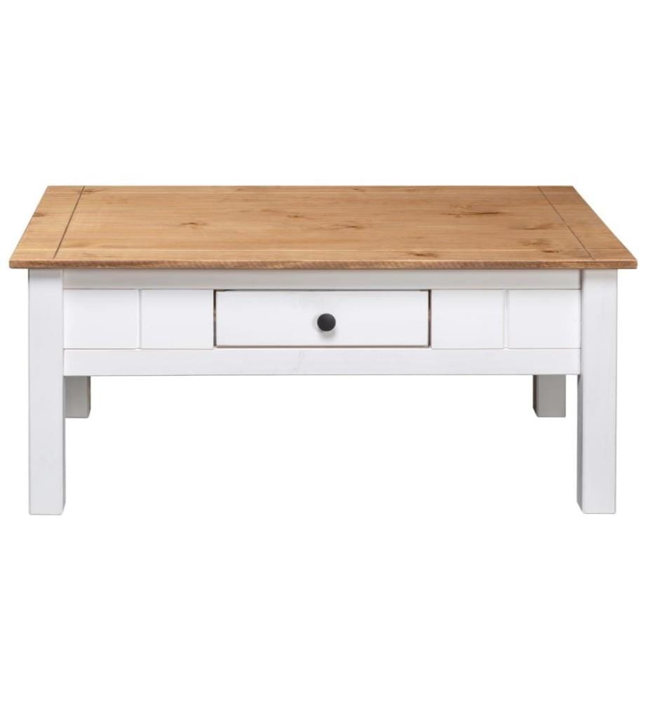 Couchtisch Weiss 100x60x45 cm Massivholz Panama-Kiefer