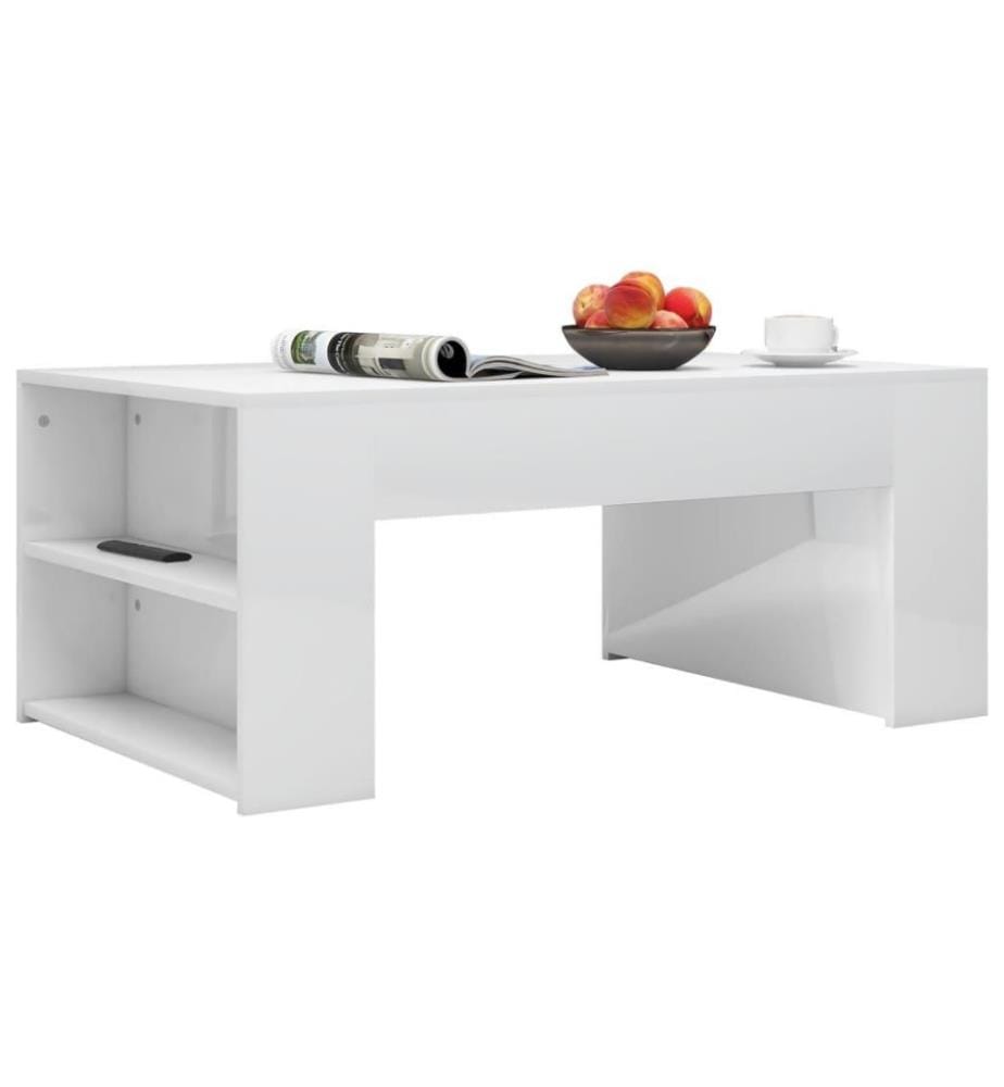 Couchtisch Hochglanz-Weiss 100x60x42 cm Holzwerkstoff