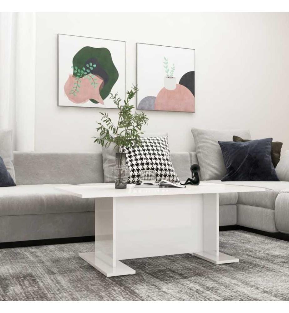 Couchtisch Hochglanz-Weiss 103,5x60x40 cm Holzwerkstoff