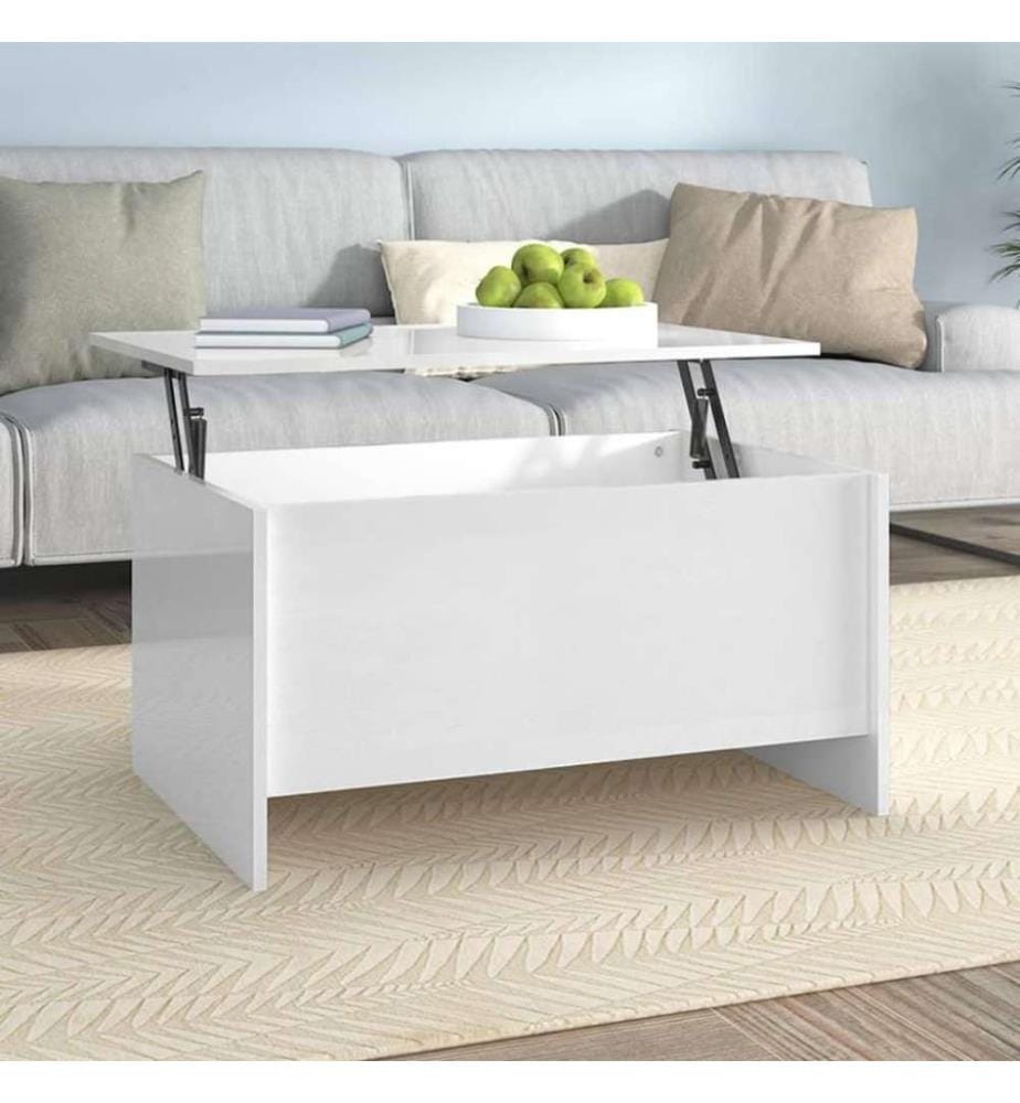 Couchtisch Hochglanz-Weiss 80x55,5x41,5 cm Holzwerkstoff