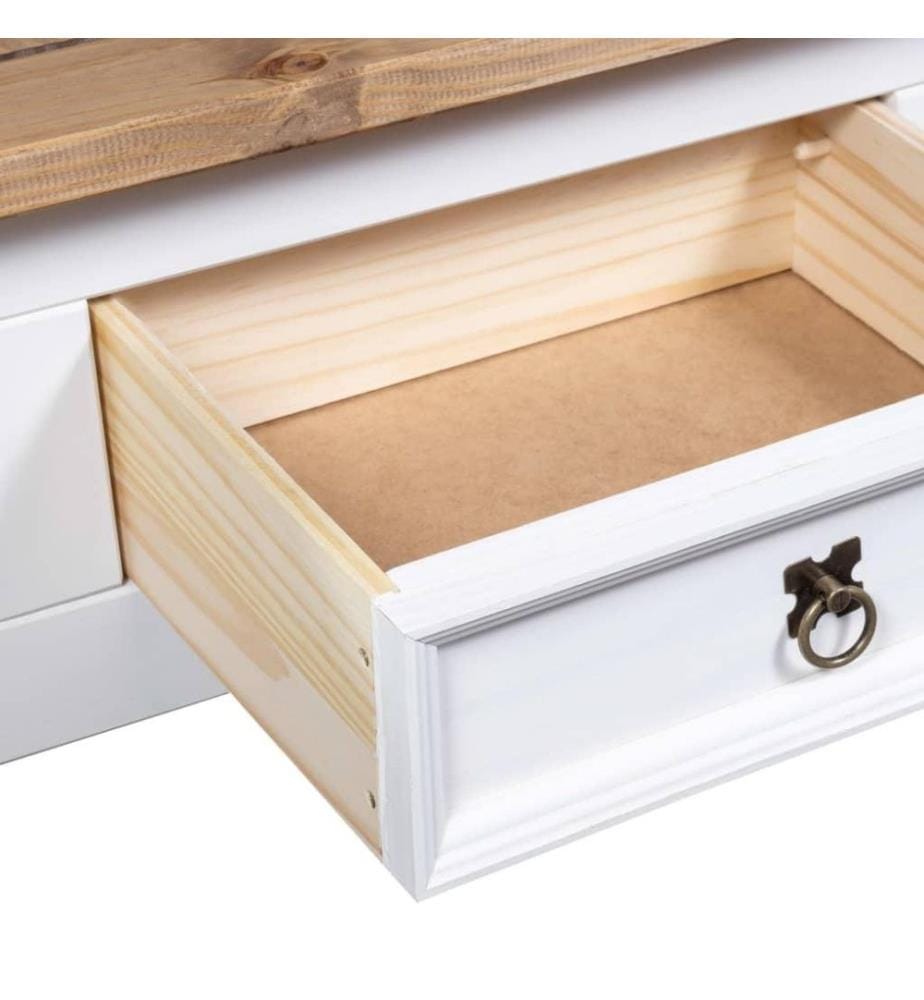Couchtisch Mexiko-Stil Kiefernholz Weiss 100x60x45 cm