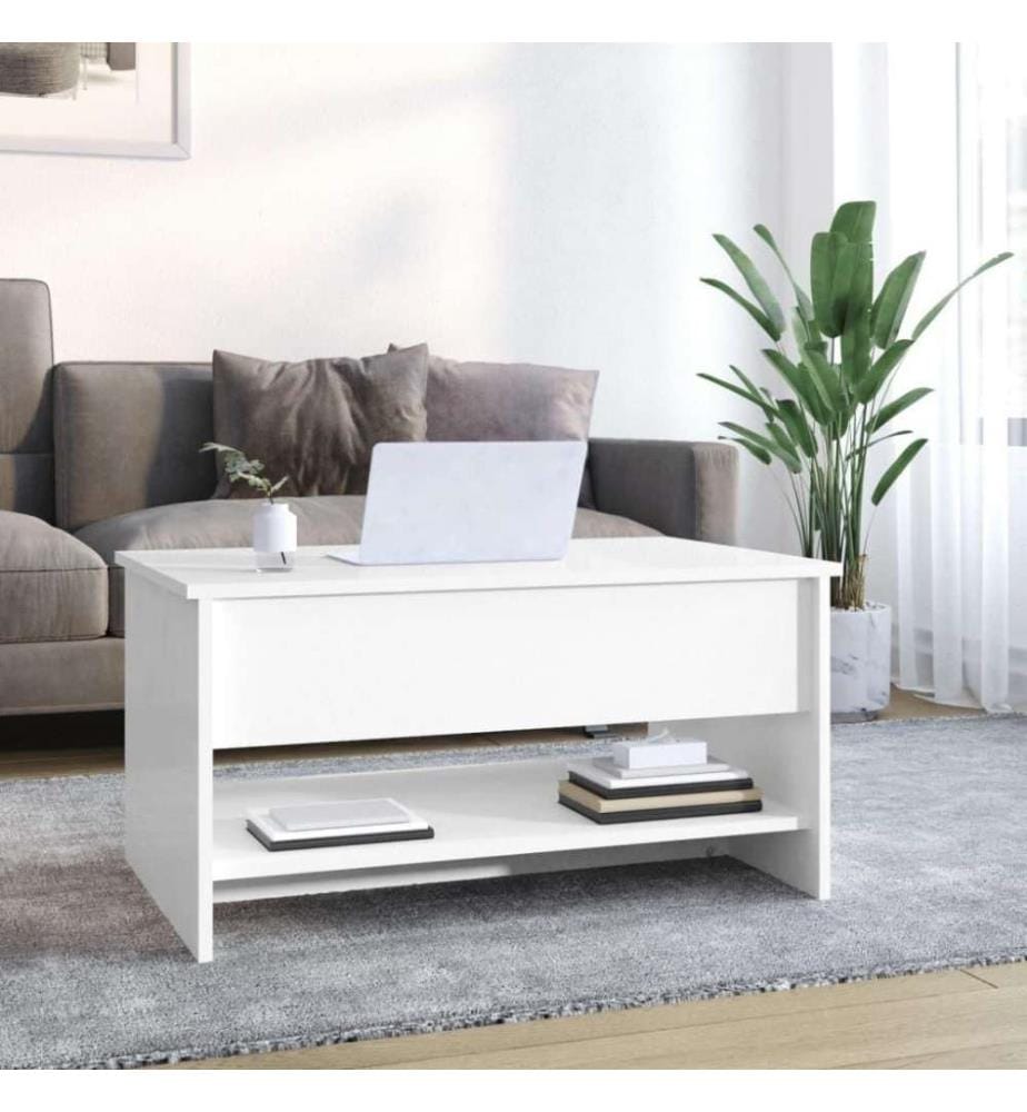Couchtisch Hochglanz-Weiss 80x50x40 cm Holzwerkstoff