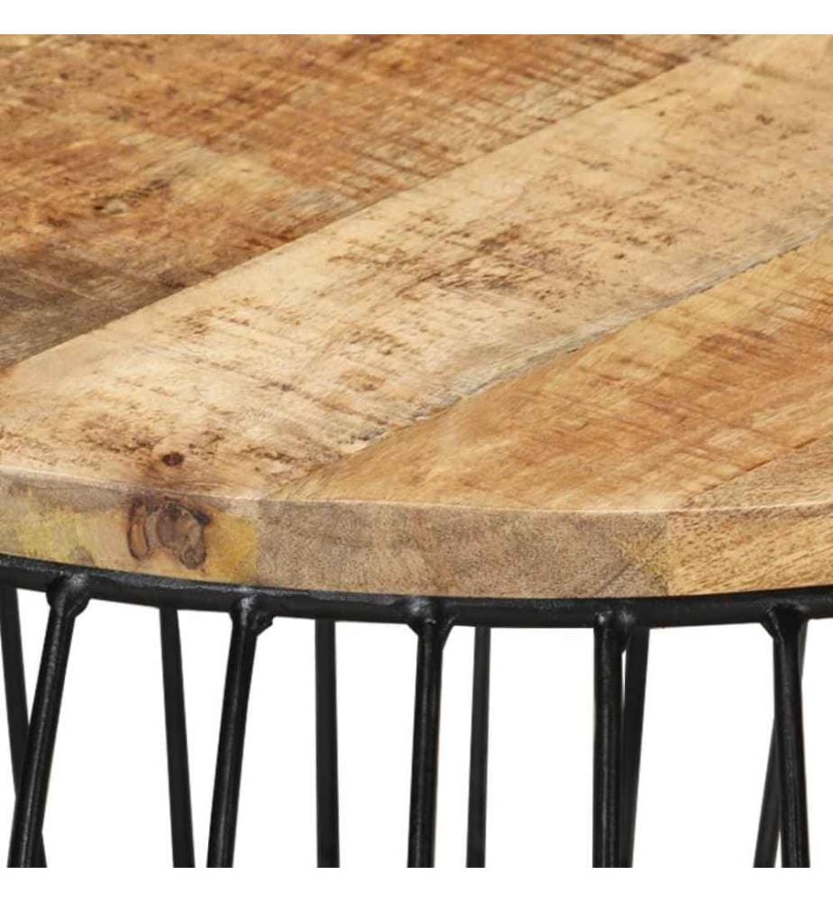 Couchtisch Ø68 cm Raues Mangoholz