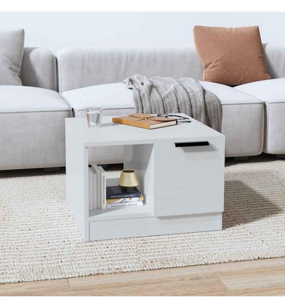 Couchtisch Hochglanz-Weiss 50x50x36 cm Holzwerkstoff