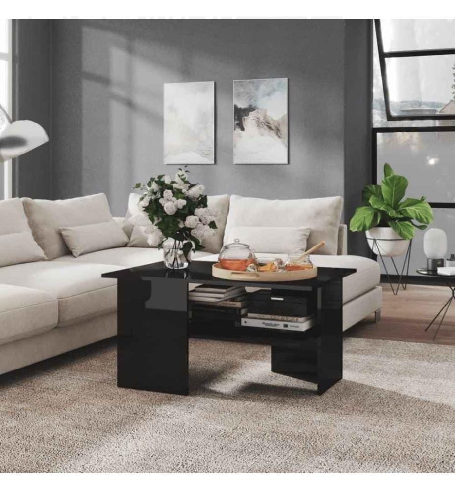 Table basse Noir brillant 90x60x46,5 cm Aggloméré
