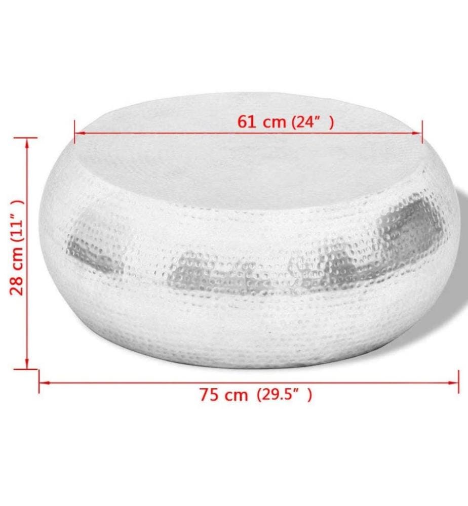 Table basse martelée en aluminium Argenté