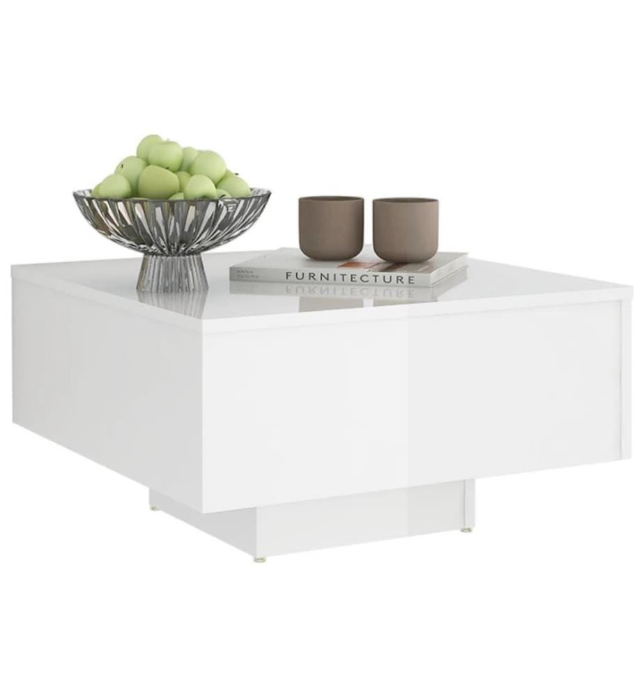 Couchtisch Hochglanz-Weiss 60x60x31,5 cm Holzwerkstoff