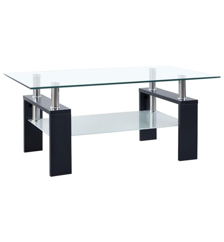 Couchtisch Schwarz Transparent 95x55x40 cm Hartglas