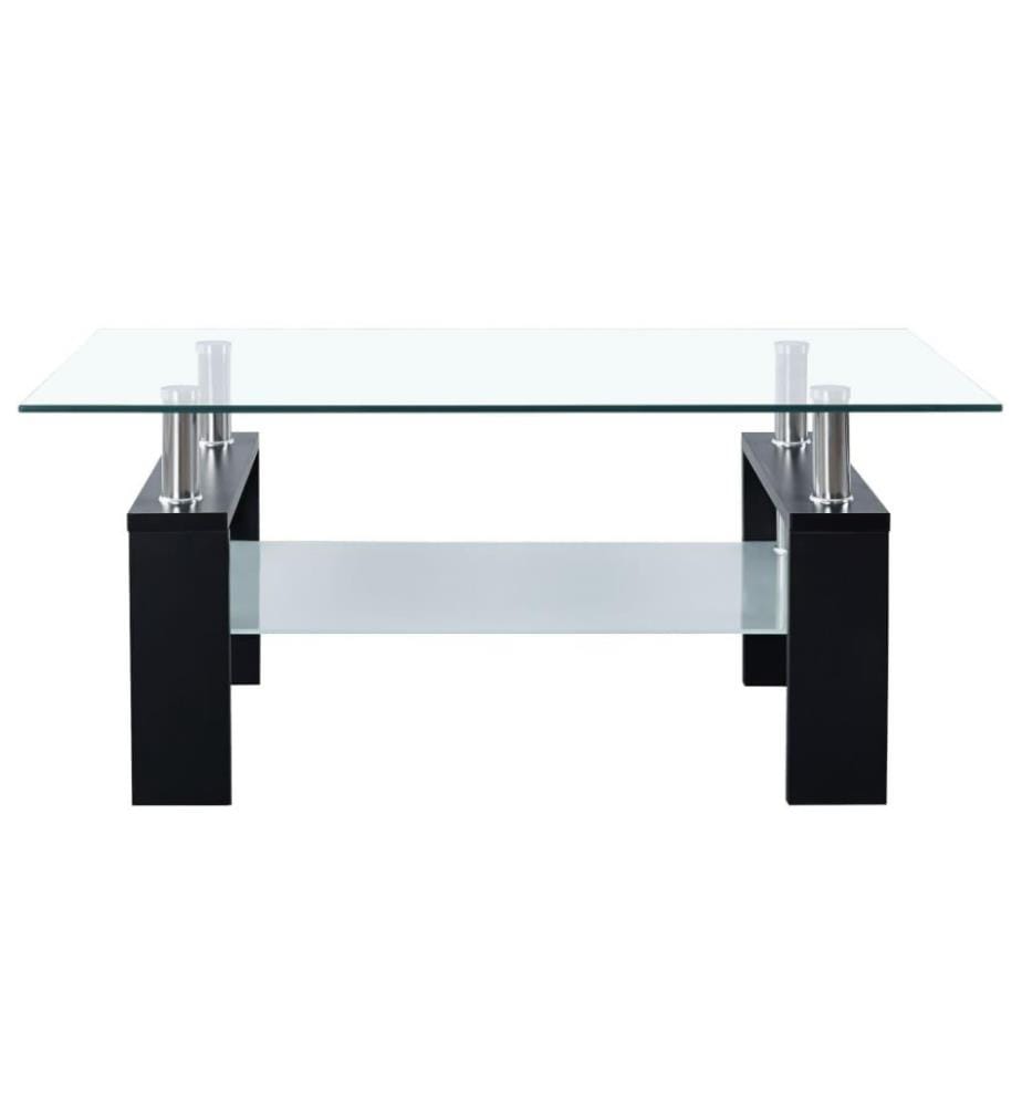 Couchtisch Schwarz Transparent 95x55x40 cm Hartglas
