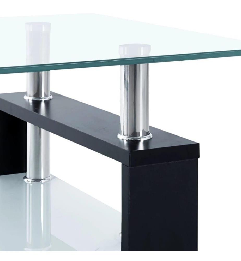 Couchtisch Schwarz Transparent 95x55x40 cm Hartglas