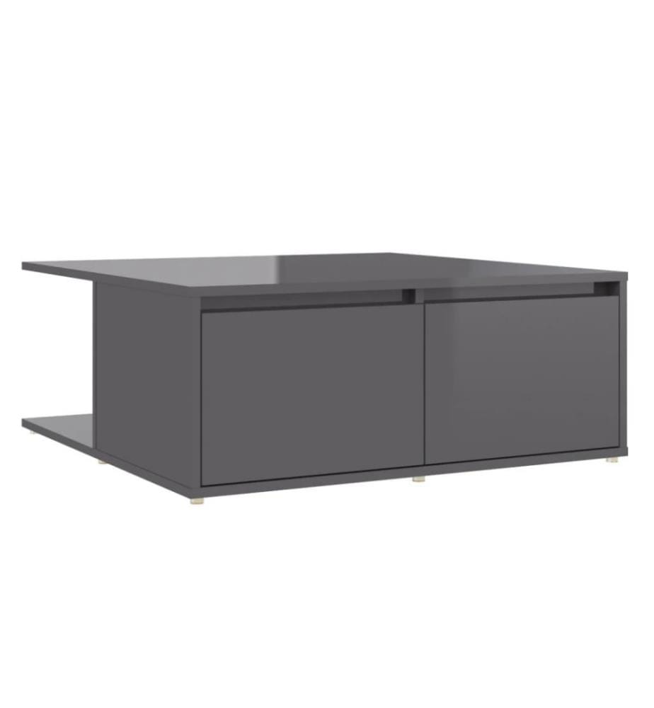 Table basse Gris brillant 80x80x31 cm Aggloméré