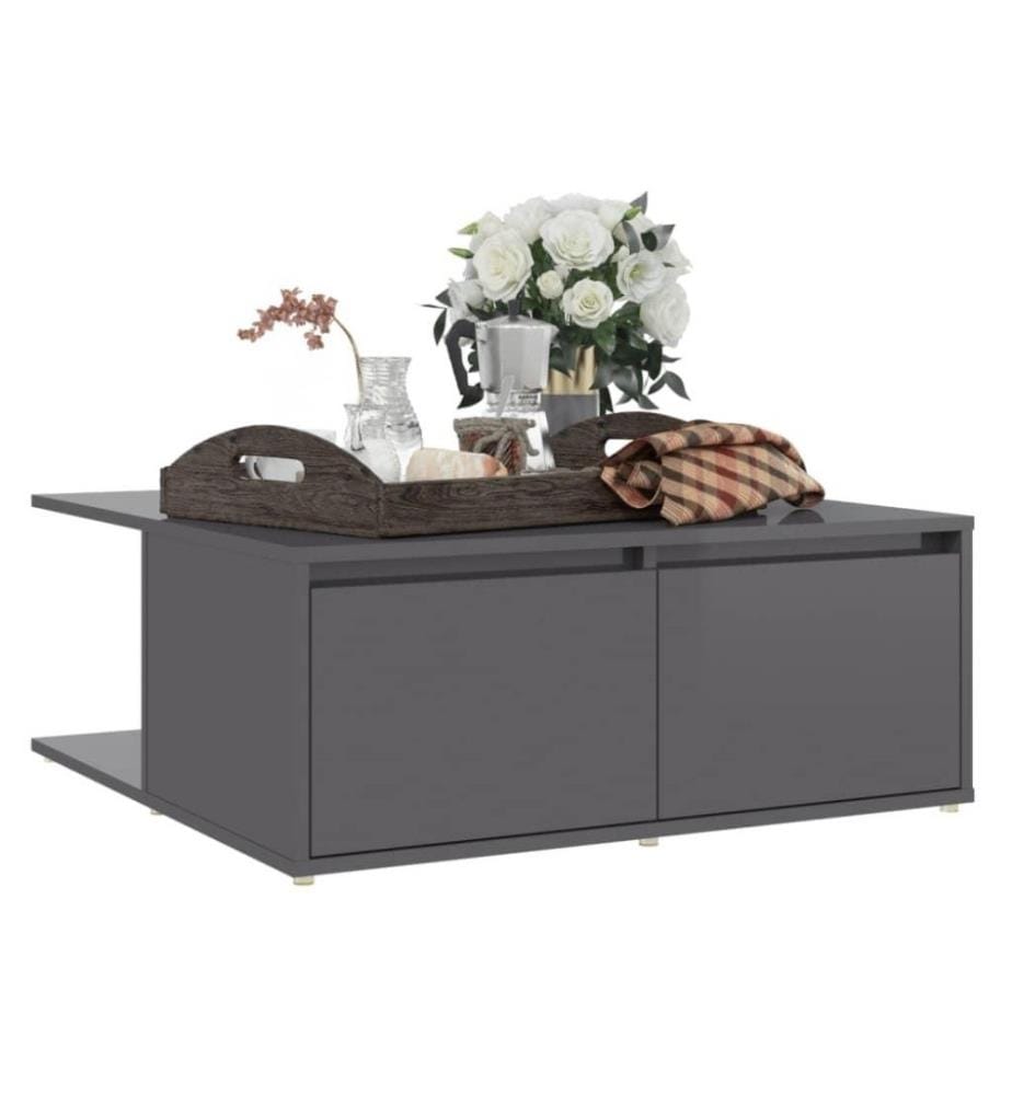 Table basse Gris brillant 80x80x31 cm Aggloméré