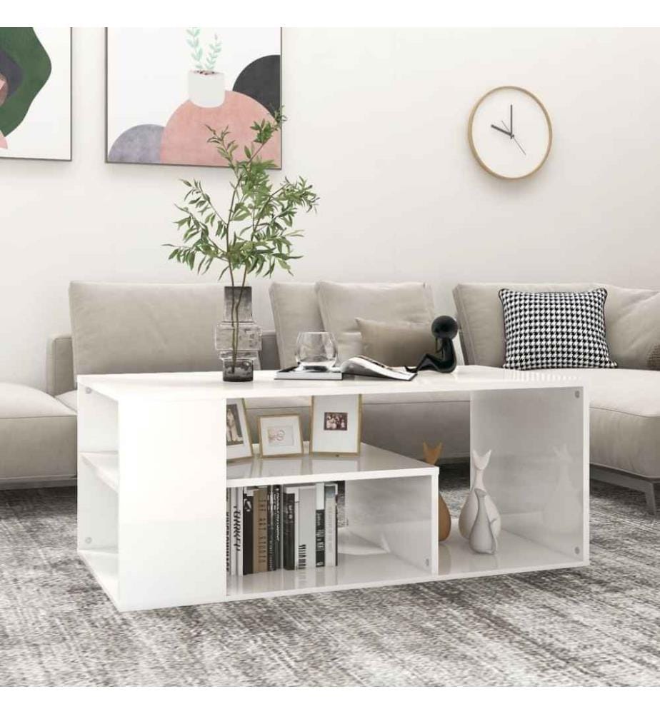 Couchtisch Hochglanz-Weiss 100x50x40 cm Holzwerkstoff