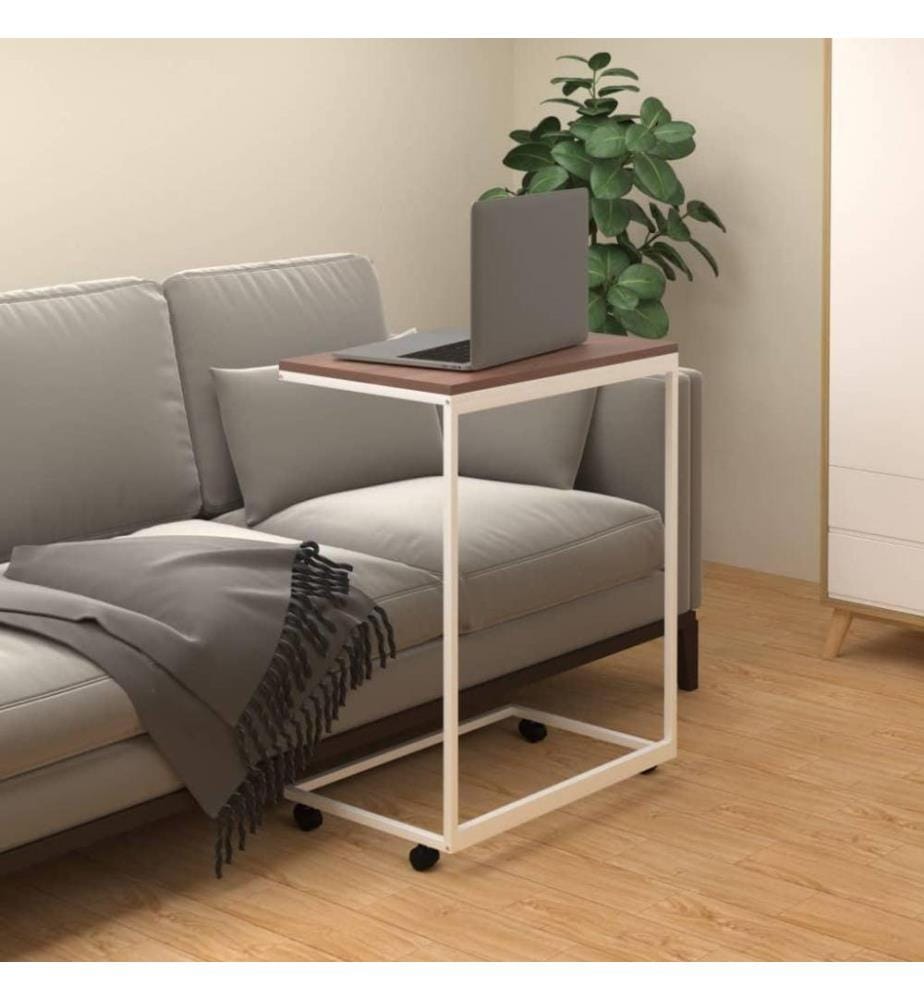 Beistelltisch mit Rollen Weiss 55x35x70 cm Holzwerkstoff