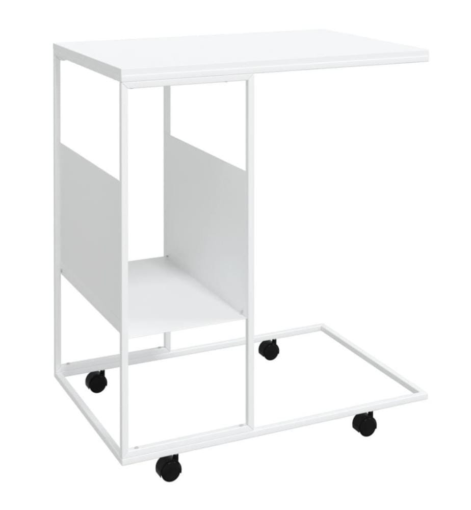 Beistelltisch mit Rollen Weiss 55x36x63,5 cm Holzwerkstoff