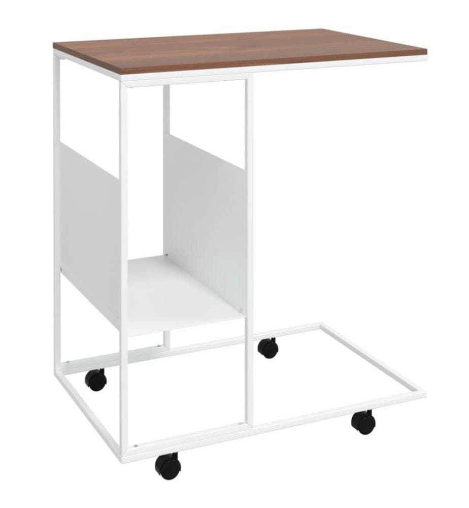 Beistelltisch mit Rollen Weiss 55x36x63,5 cm Holzwerkstoff