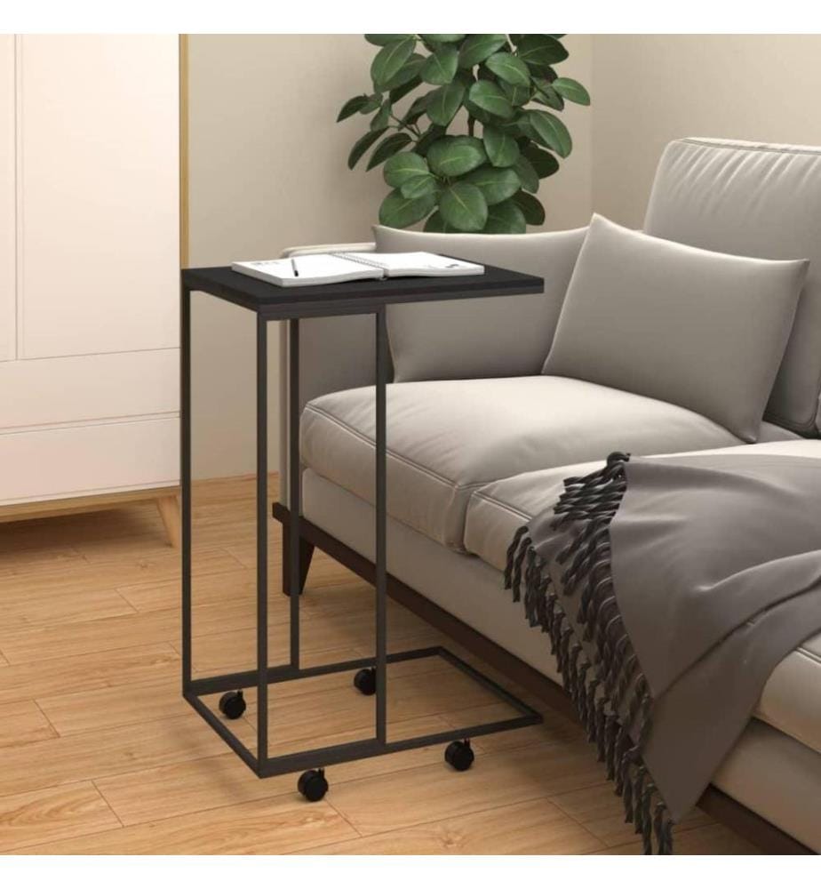 Beistelltisch mit Rollen Schwarz 40x30x63,5 cm Holzwerkstoff