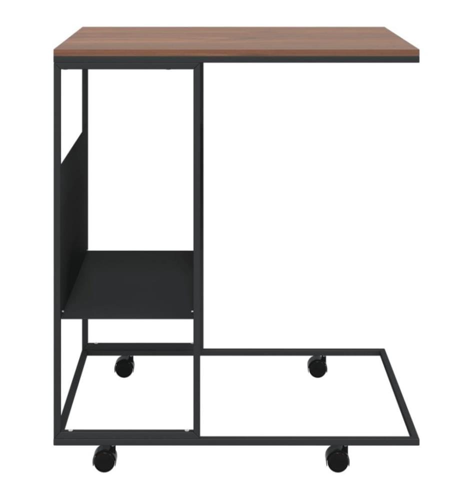 Beistelltisch mit Rollen Schwarz 55x36x63,5 cm Holzwerkstoff