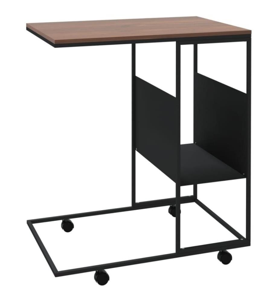 Beistelltisch mit Rollen Schwarz 55x36x63,5 cm Holzwerkstoff