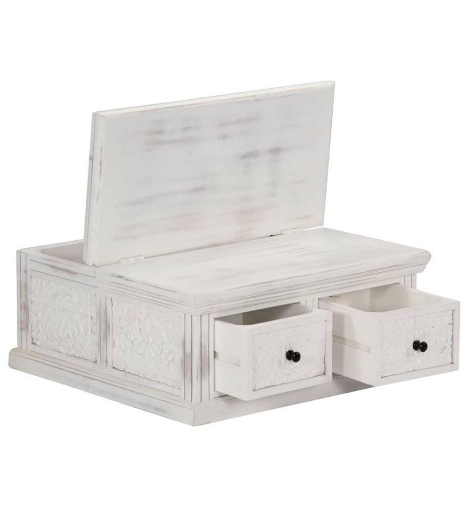 Table basse Blanc 70x70x30 cm Bois de manguier massif
