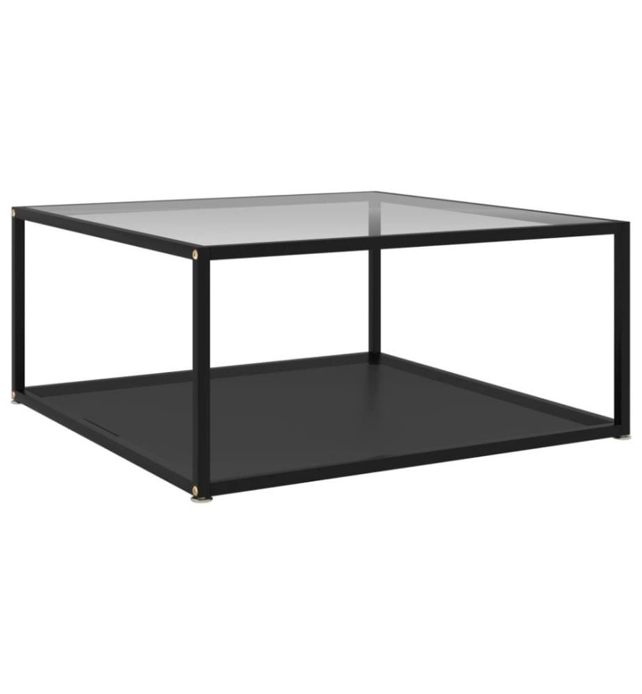Couchtisch Transparent und Schwarz 80x80x35 cm Hartglas