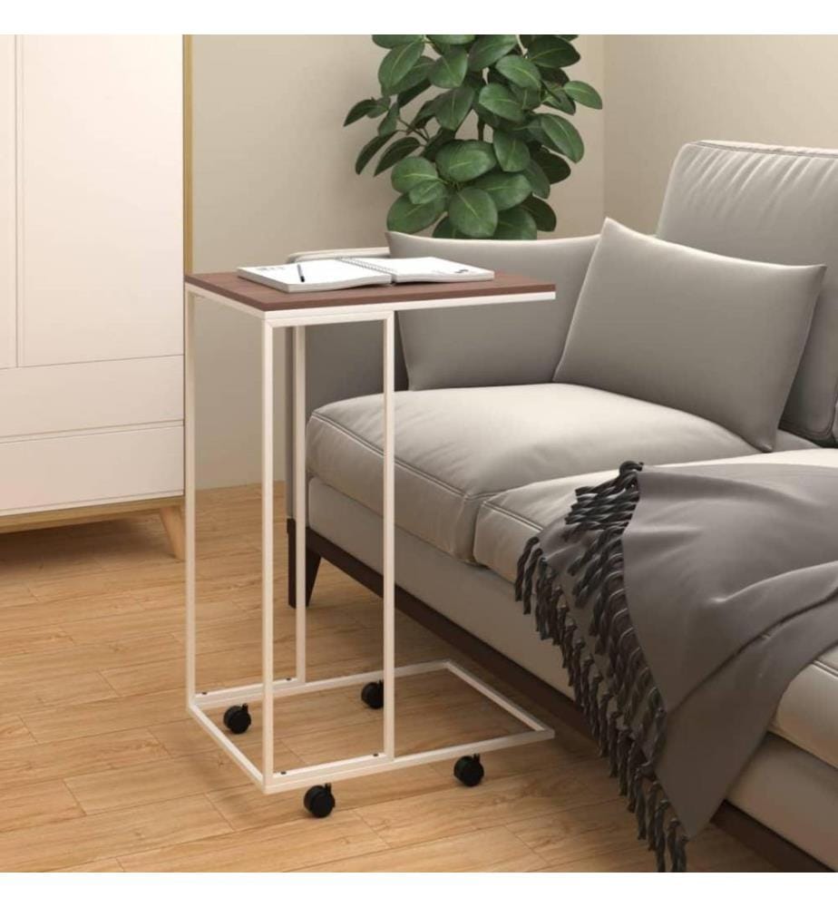 Beistelltisch mit Rollen Weiss 40x30x63,5 cm Holzwerkstoff