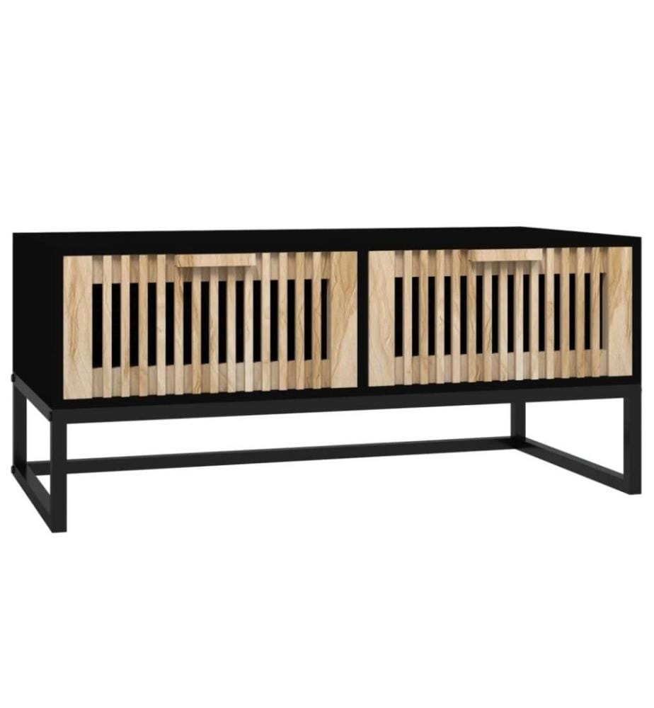 Table basse noir 80x40x35 cm Bois d'ingénierie et fer