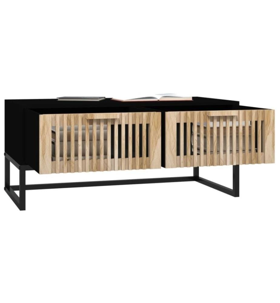 Table basse noir 80x40x35 cm Bois d'ingénierie et fer