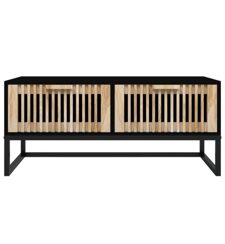 Table basse noir 80x40x35 cm Bois d'ingénierie et fer