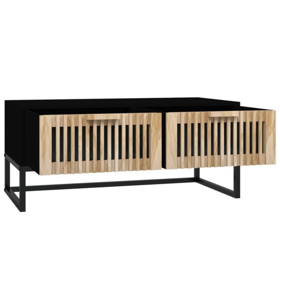 Table basse noir 80x40x35 cm Bois d'ingénierie et fer