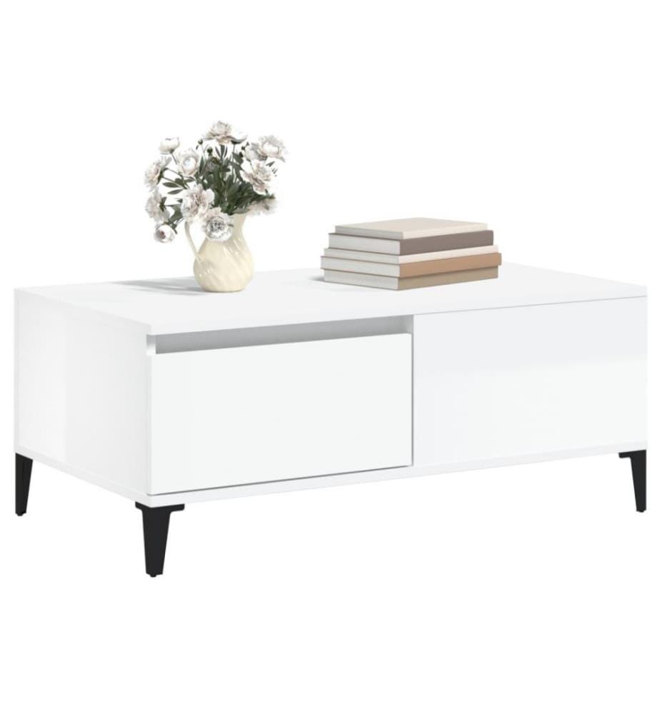 Couchtisch Hochglanz-Weiss 90x50x36,5 cm Holzwerkstoff